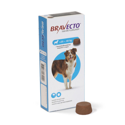 Bravecto Αντιπαρασιτικά χάπια για σκύλους 20-40kg 1000 mg